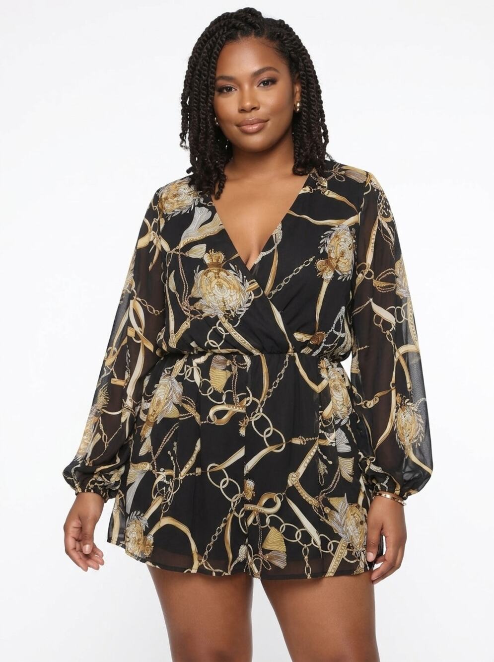 Fashion Nova Black Wrap Ruffle Chiffon Jumpsuit Women Size 1X